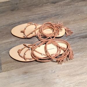 Loeffler Randall Rhinestone studded blush suede sandals. Size 8B New in Box.